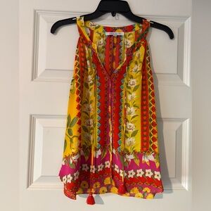Rose & Olive Vibrant Floral Sleeveless Blouse